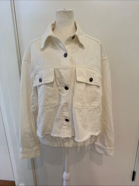 Aerie White Denim Jacket Size M